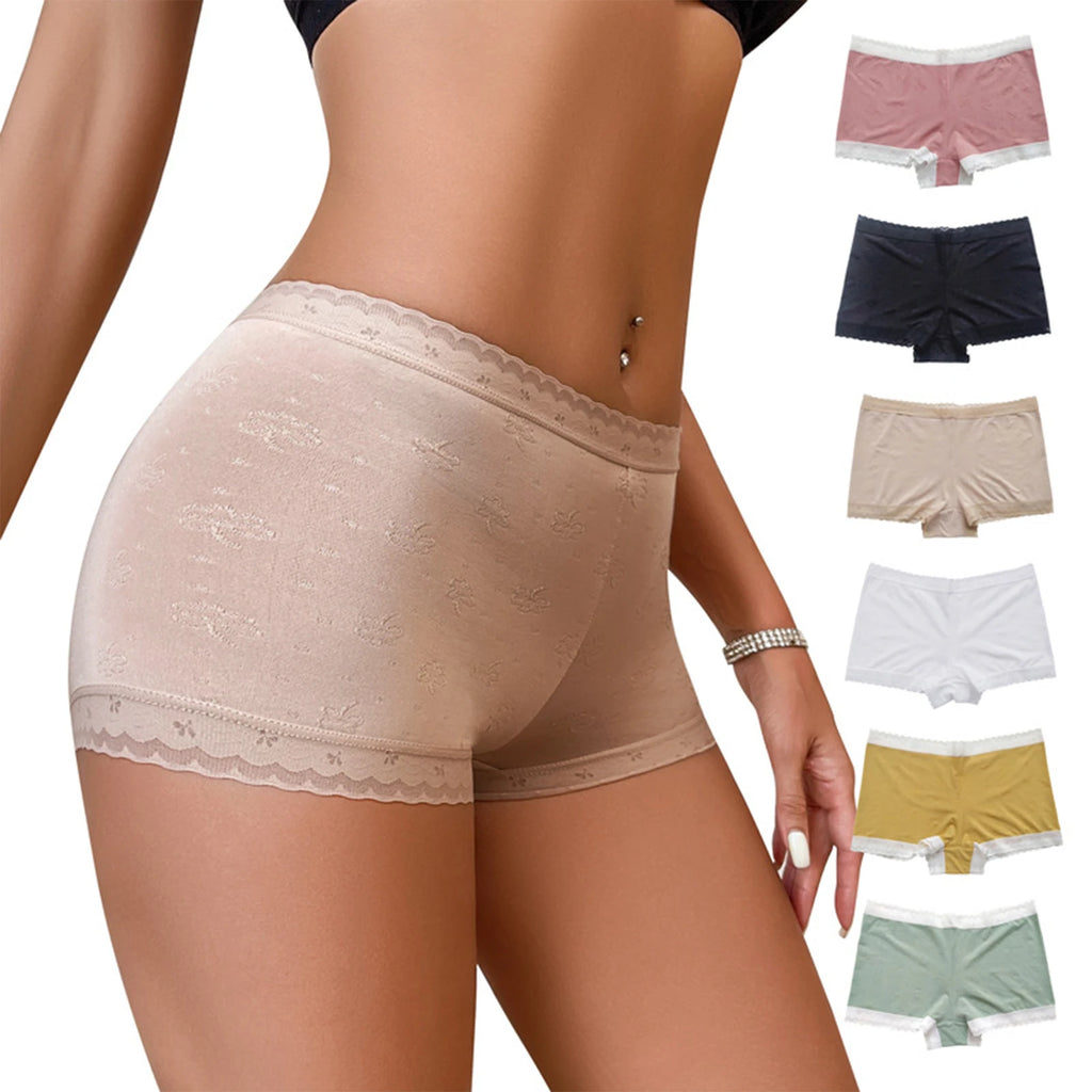 Trendy Anti Wrinkle Mid Waist Thin Breathable Ladies Boxer Briefs Multiple Colors Stretchy Fashionable Lightweight ﻿