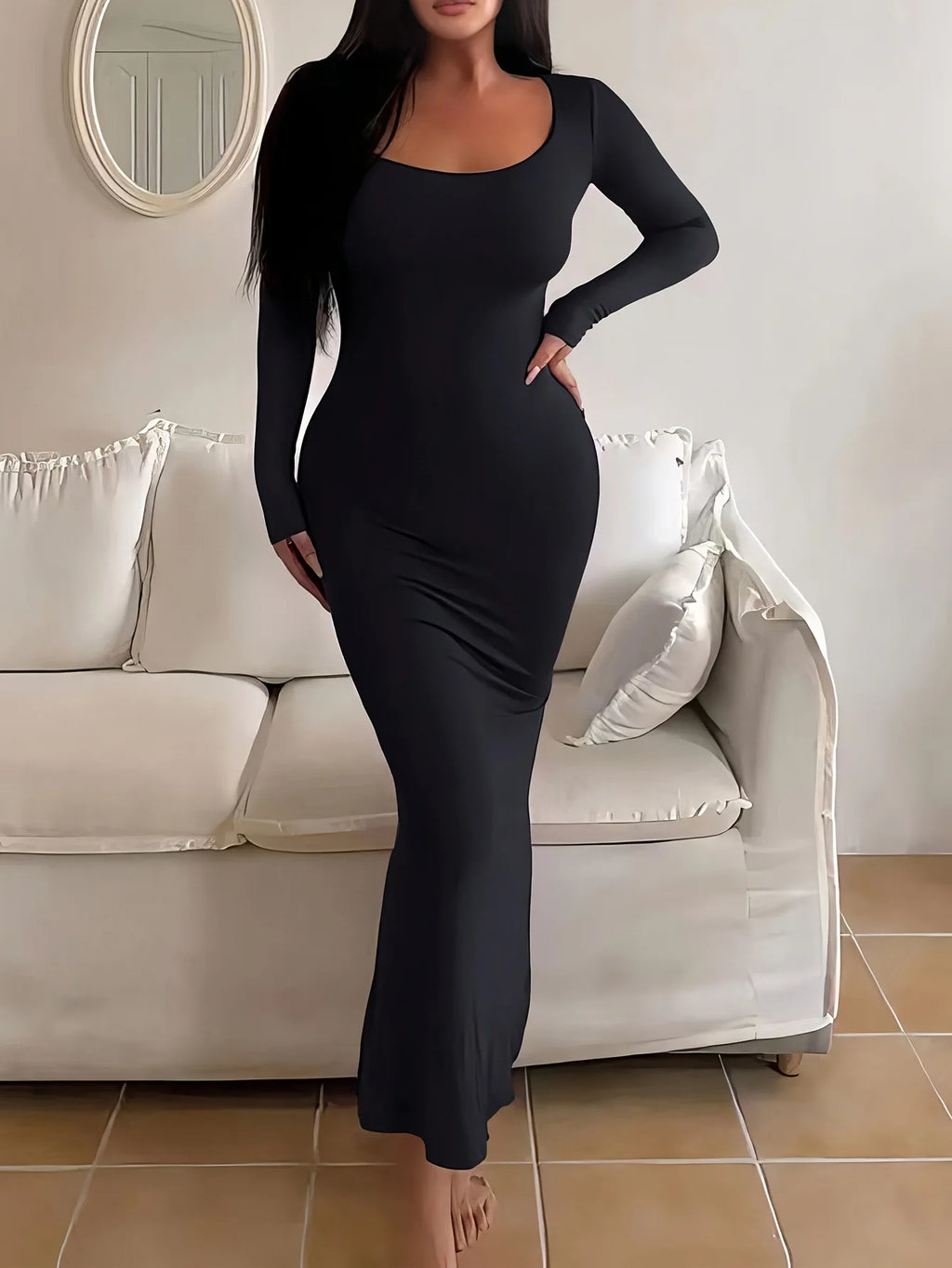 2025 Long sleeves Sexy Maxi Dress Spring Women Party Y2K Concise Tight fishtail skirt Elegant Dresses Female Clothing