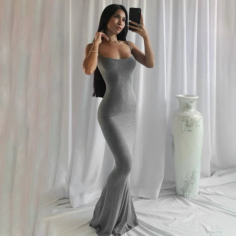 New Dresses 2025 Woman Fashion Summer Solid Colour Sexy Slim Camisole Skirts