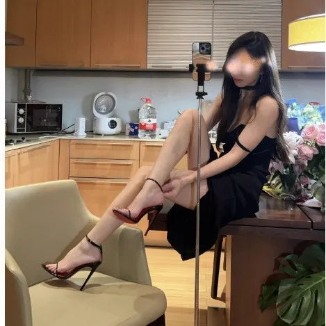 Ultra-Thin Strap High Heels Red Sole Minimalist Sandals Sexy Wristband Korean Style Fashionable Women's Shoes