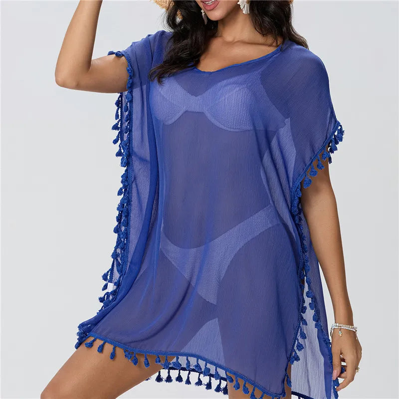 Summer Beach Cover Up For Women Lace Hollow Crochet Swimsuit Beach Dress