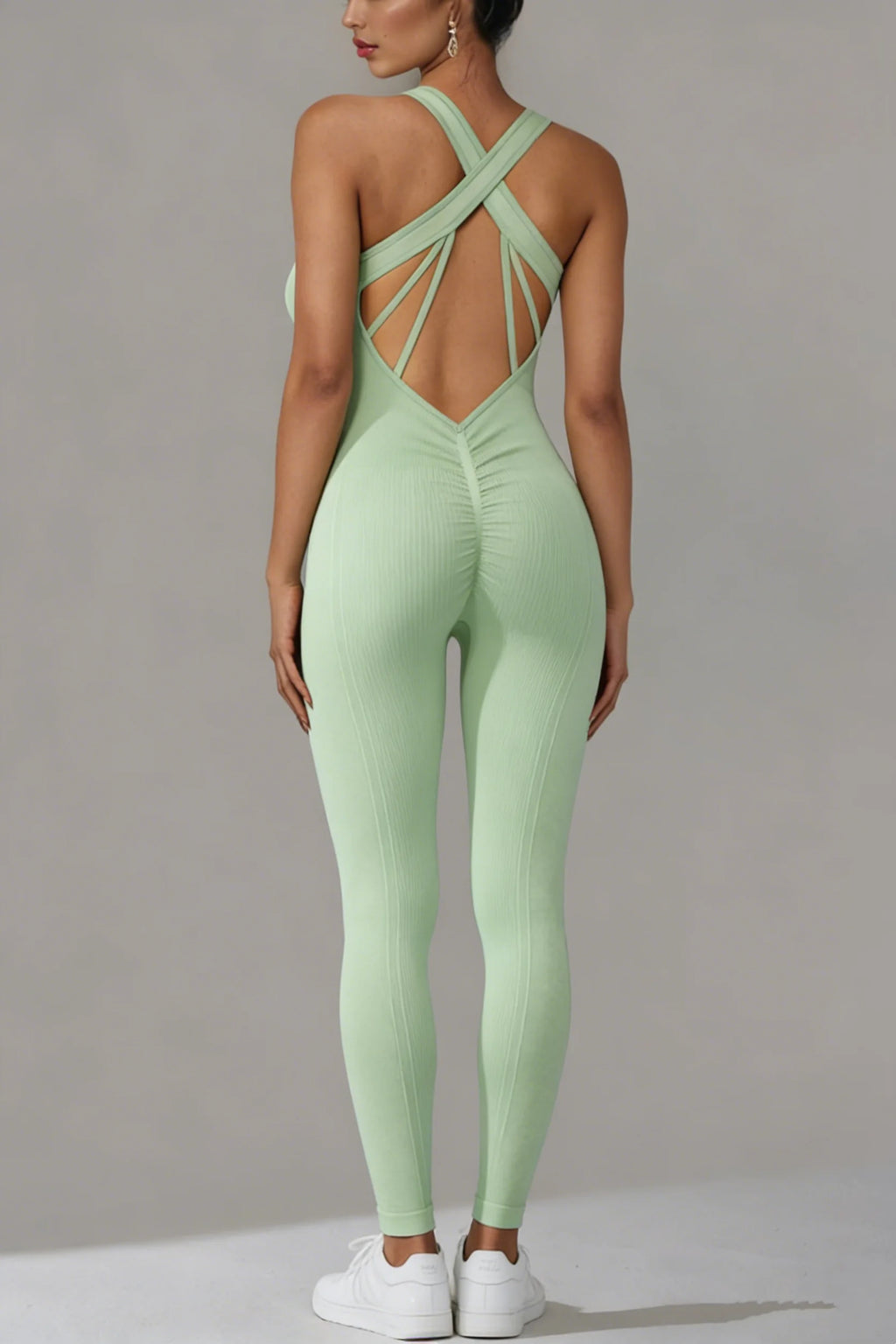 Women Workout Seamless Jumpsuit Yoga Ribbed High Waist  Bodycon One Piece Square Neck Leggings Romper Pilates Gym One Piece Suit