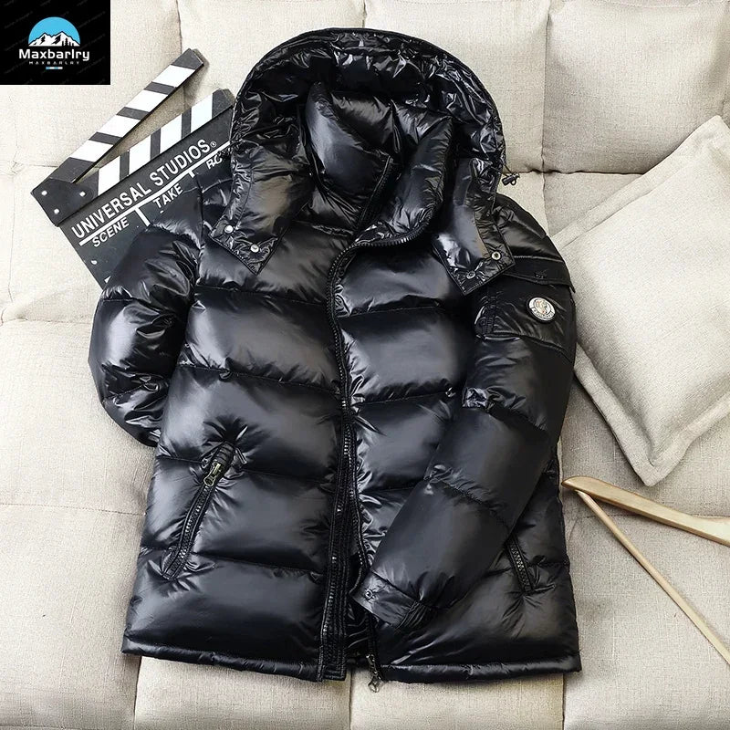 2024 Winter New Mens Puffer Jacket Fashion Thick Men Women Duck Down Jacket Outdoor Warm Casual Coats Solid Hooded Overcoats
