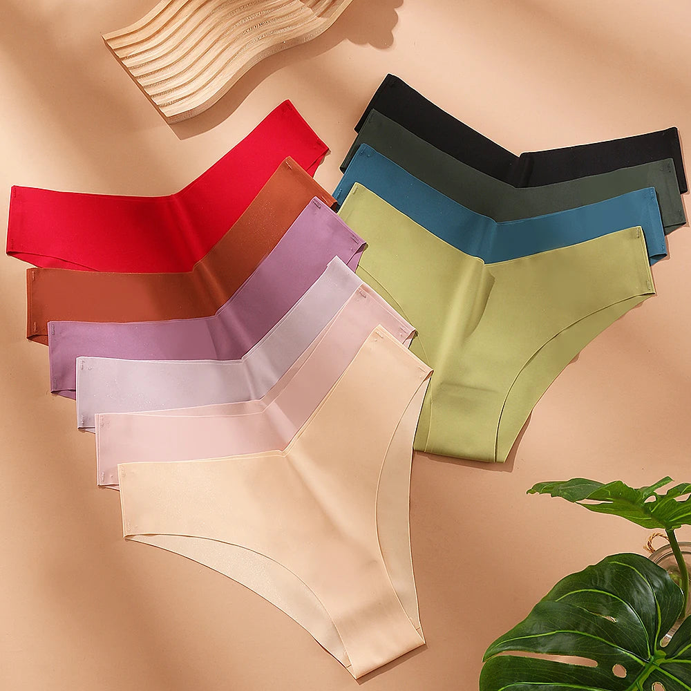 Sexy Bikinis Women's Panties Ice Silk Seamless Female Underwear Low-Waist High Elasticity Briefs Ladies Fashion Lingerie Tanga