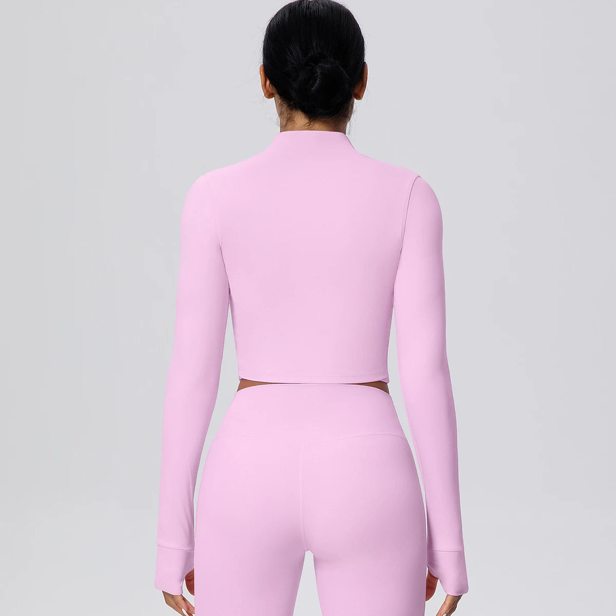 Woman Solid Color Slim Casual Zipper Long Sleeves Yoga Tight Naked Feel Sports Thumb Hole Gym Workout Top Running Yoga Jacket