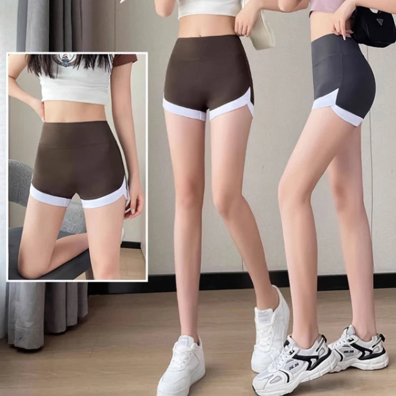 Summer wearing thin contrasting shorts leggings high waisted Barbie safety pants three point no awkward line shark pants for