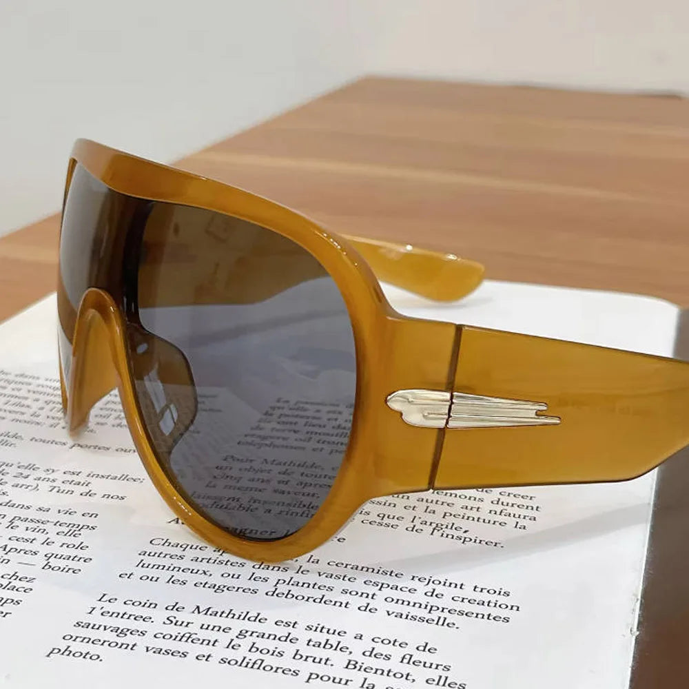 new fashion oversized black one piece sunglasses for women men vintage stripe leg shield sun glasses ladies sexy driving shades