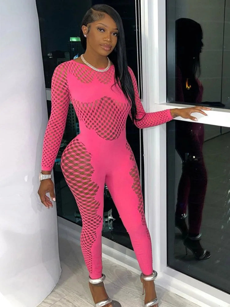 Women's Sexy Jumpsuit Backless Solid Color Plus-Size Long Sleeve Solid Color Jumpsuit