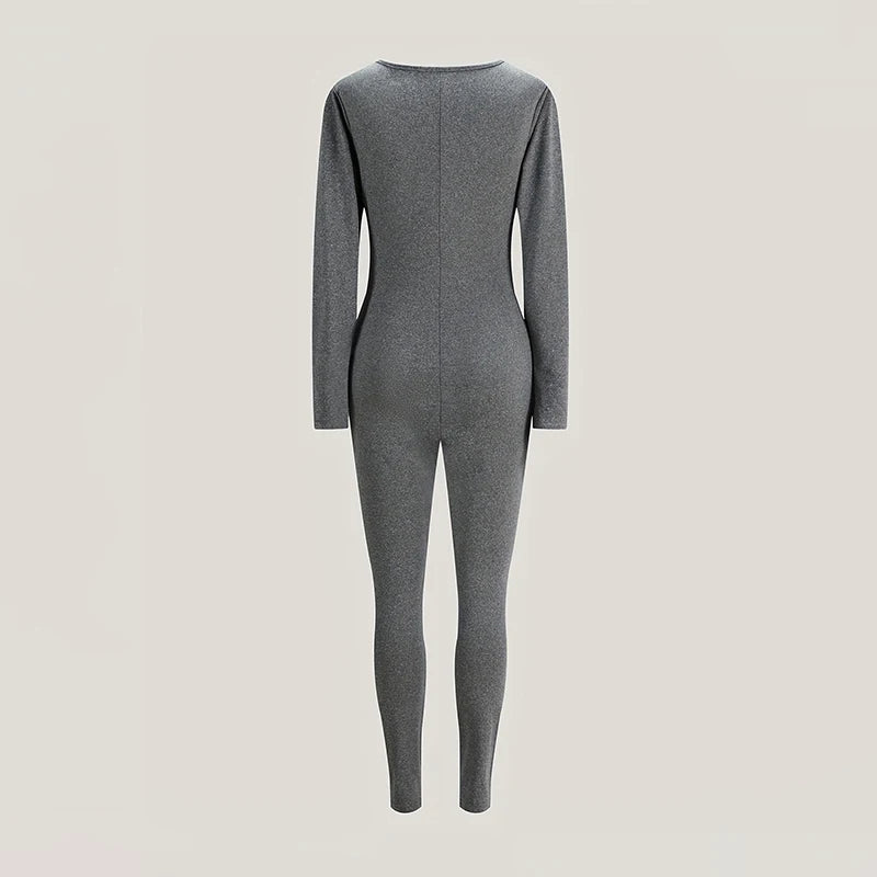 Sports Women Jumpsuits Autumn New Long Sleeve Bodycon Fashion Zippers Solid Sexy Rompers Streetwear Casual Fitness Yoga Overall