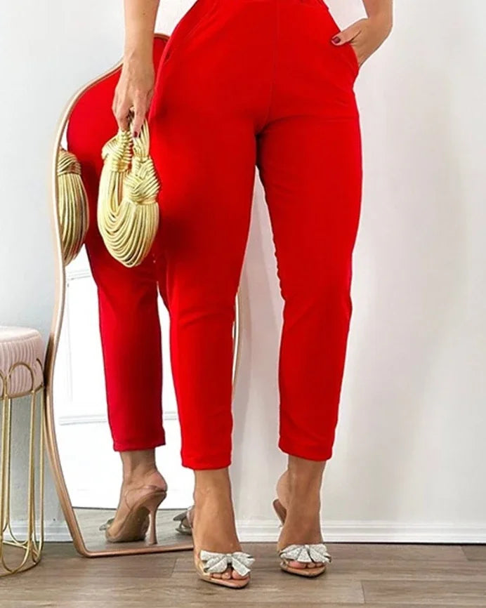 Women's Elegant Jumpsuits Square Neck Thick Strap Front Button  Cropped Jumpsuit Summer Fashion Women Overalls with Belt