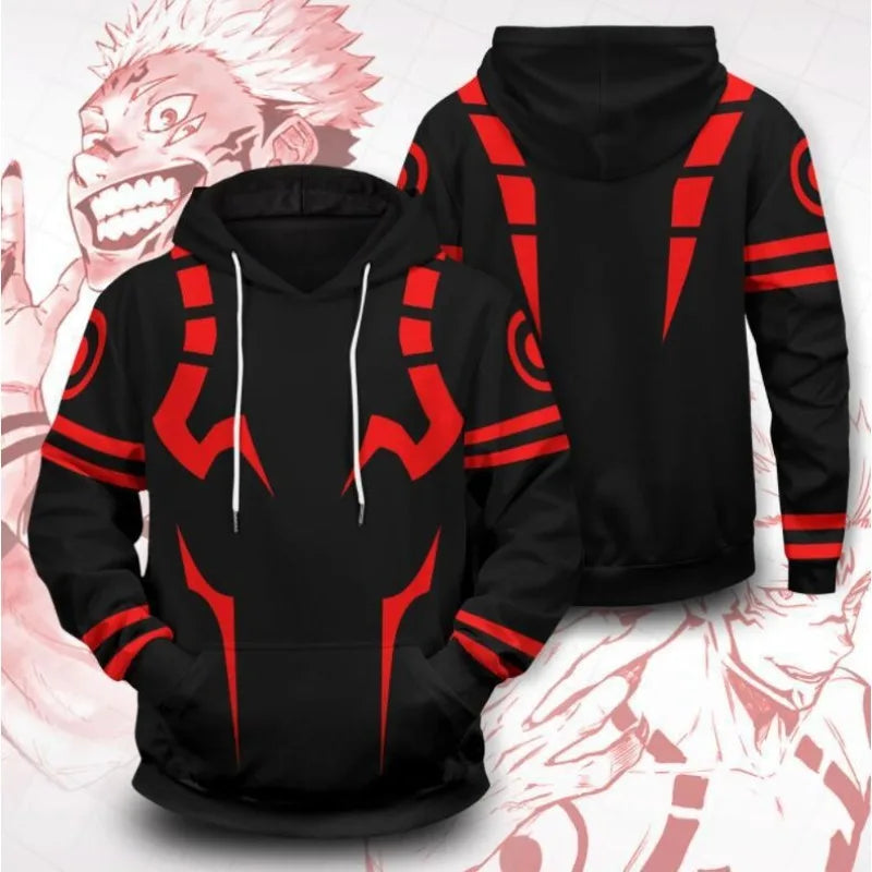 New Anime Jujutsu Kaisen Washed Hoodie 100% Cotton Vintage Printed Long Sleeve Men's Clothing Fashion Casual Hip Hop Sweatshirt