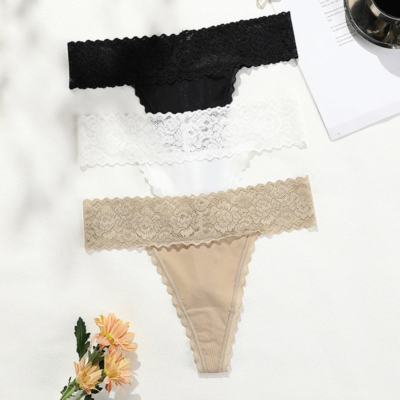 11Colors Hot Sale Lace Thong Panties Female Floral Lace Women Panties Ladies Mid Waist Seamless Thongs Women's panties