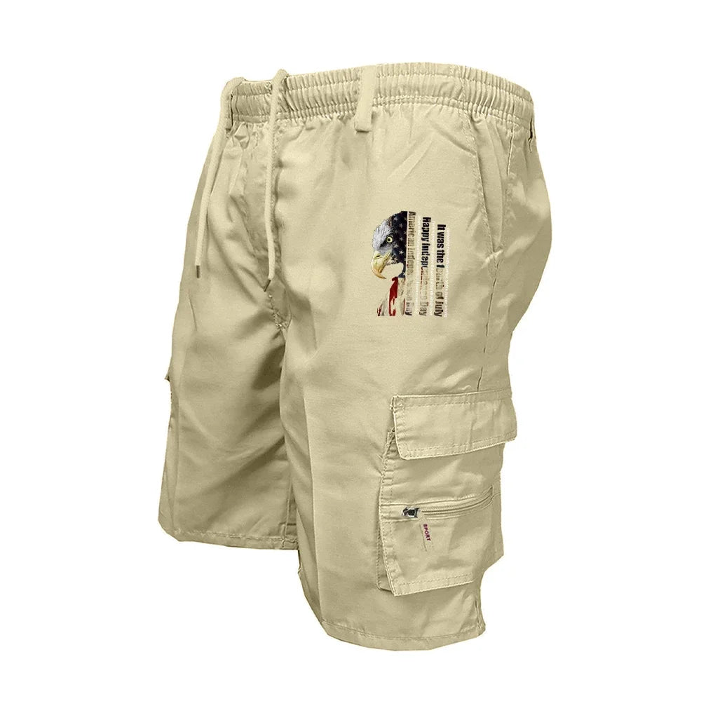 Men's Elastic Waist Cargo Work Shorts Men Outdoor Leggings Leisure Harajuku Street Style Jogging Shorts Loose Work Casual Shorts