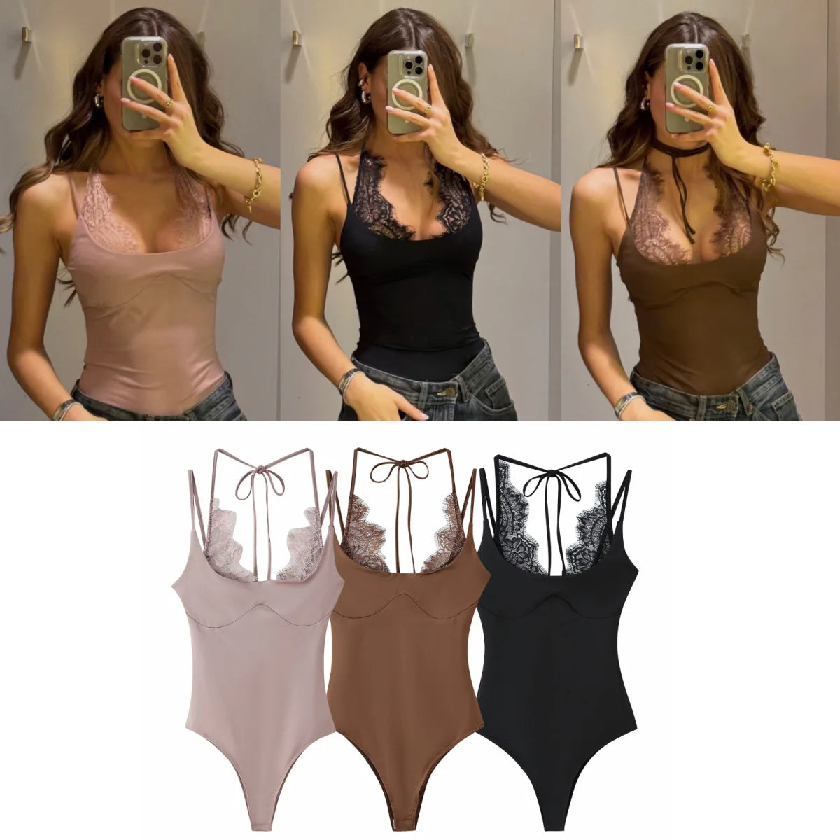 Trendy Party Sexy Women Jumpsuit Patchwork Lace Halter Backless Bodysuit New Fashion 2026 Spring Summer Holiday Jumpsuit