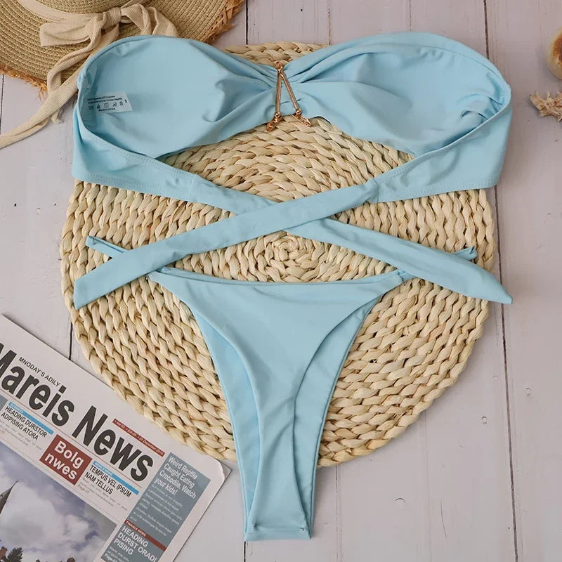 Push Up Bikinis 2025 Sexy Women Swimsuit Female Swimwear Micro Bikini Set Swimming Suit Beachwear Bandeau Brazilian Biquini