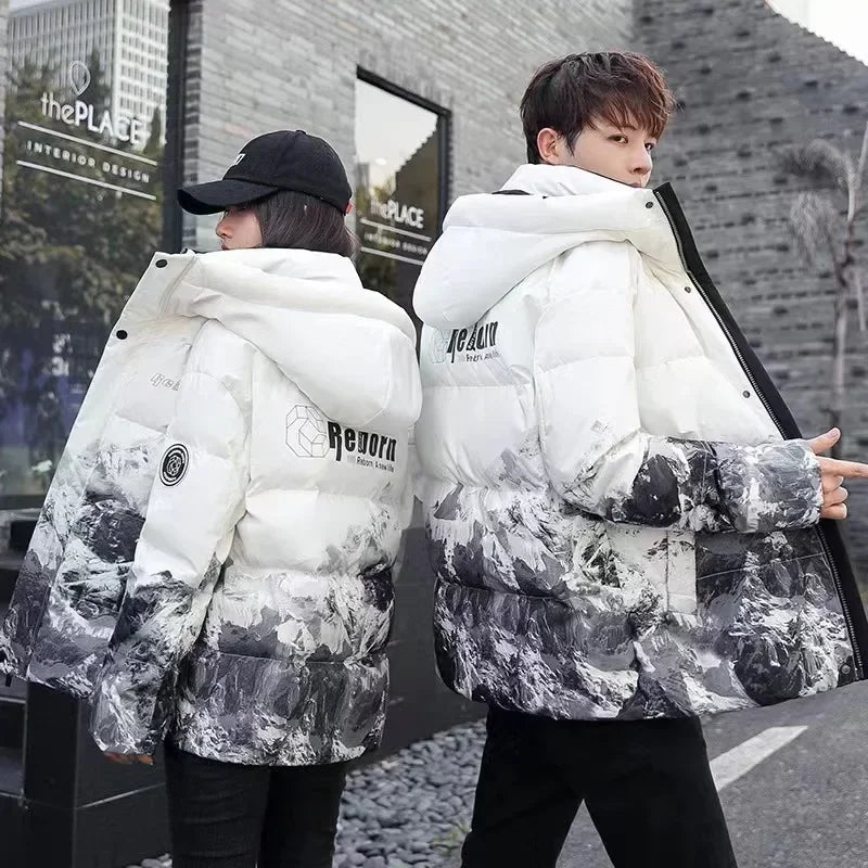 Winter Mens Down Jacket High-quality Couple Thicken Warm Outdoor Windproof Hooded Parkas Male Winter White Duck Down Coats 3XL