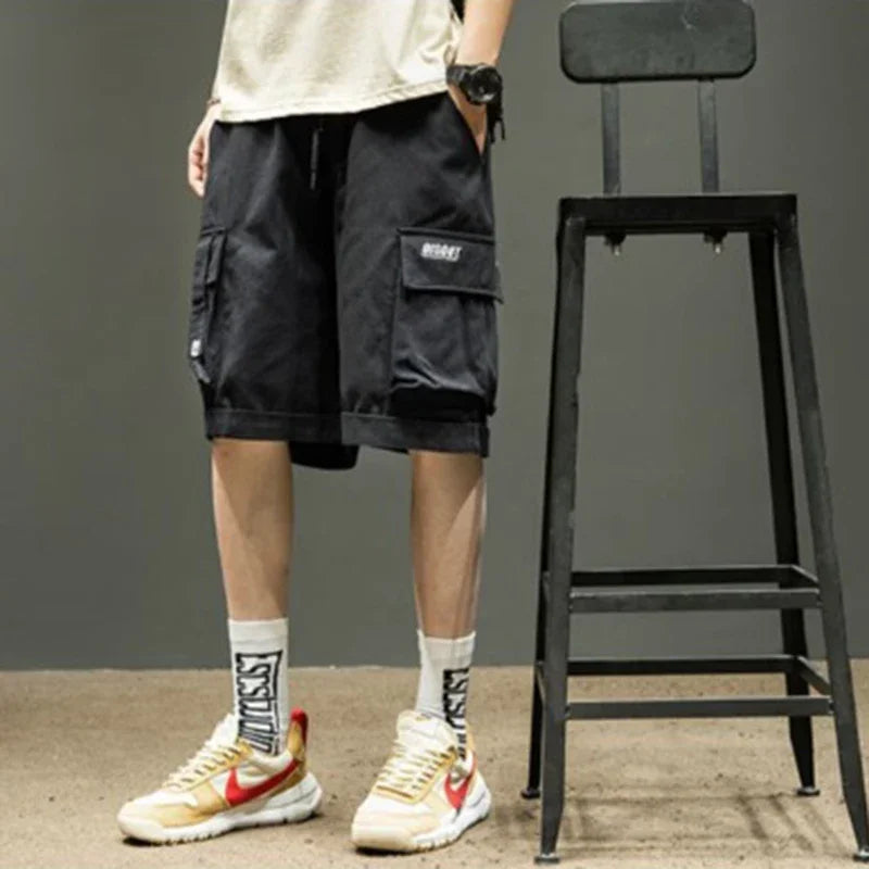 2025 Male Multiple Pockets Elastic Medium Waist Lightweight Shorts Men Summer Thin Cargo Shorts Workwear Loose Pants Large Size