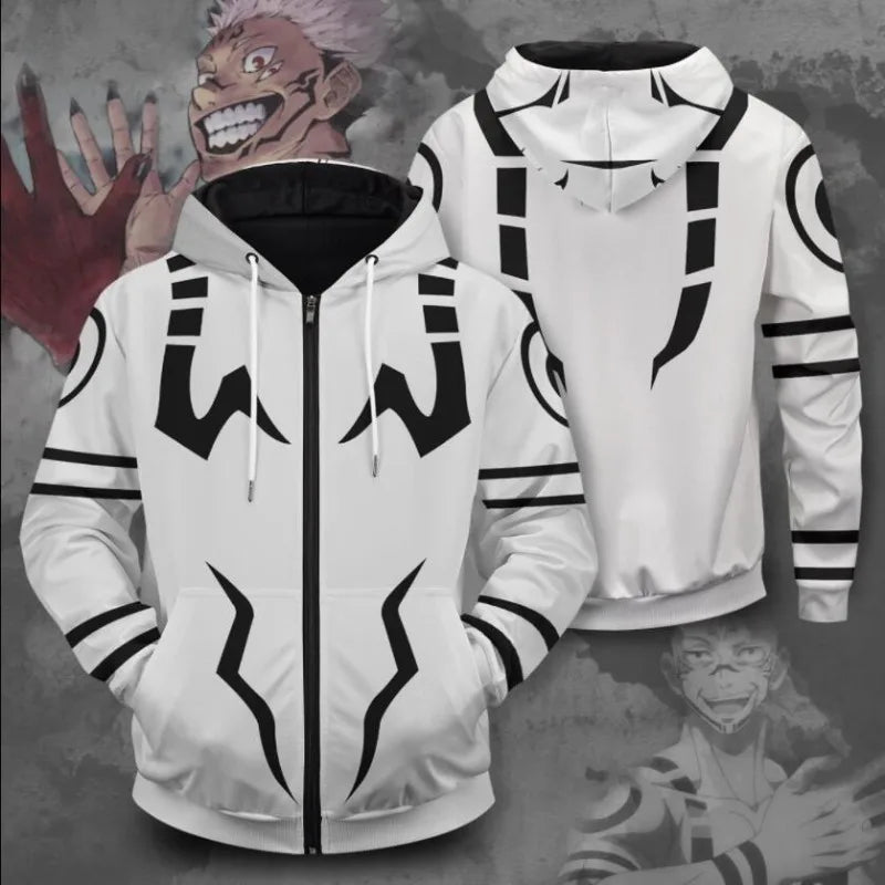 New Anime Jujutsu Kaisen Washed Hoodie 100% Cotton Vintage Printed Long Sleeve Men's Clothing Fashion Casual Hip Hop Sweatshirt
