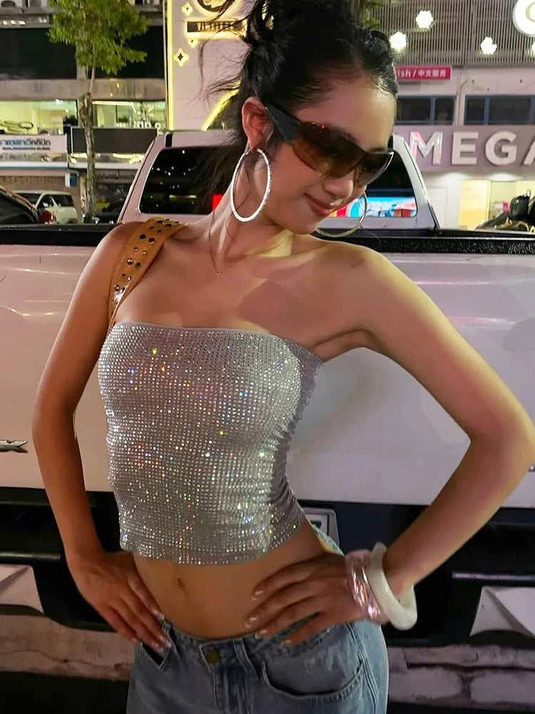 Weird Puss Sexy Sequin Applique Tank Top Women Fashion Classic Sleeveless Stretch Skinny Party Clubwear Hottie Street Chic Vest