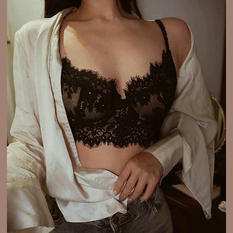 Sexy Lace French New Strappy Bra, Backless Underwear, Women's Retro Thin Vest Bra， Elegant, Sexy Adult，top Women，sexy Lingеrie