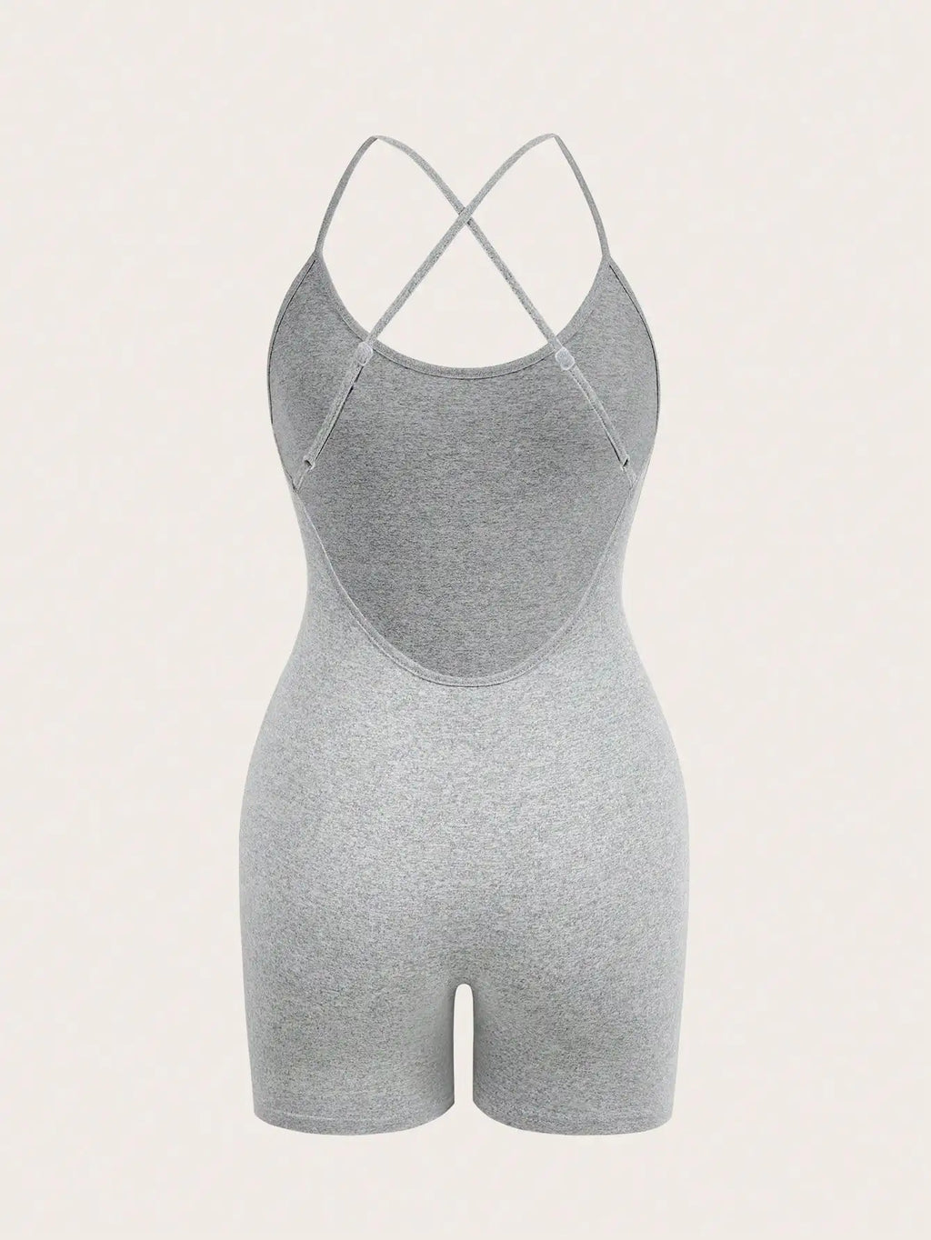  Sexy women 's Grey Cross Strap Bodysuit  Fitness Jumpsuit Women  Adjustable Sports  Shorts Backless Set Romper