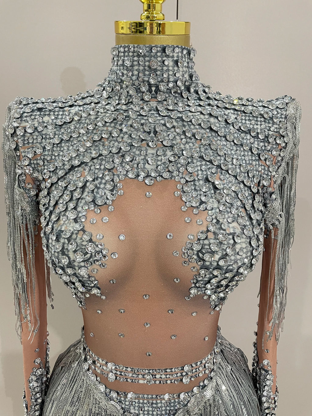 Women Sparkly Rhinestone Sequin Tassel Stretch Bodysuits 2025 New Arrival Birthday Party Nightclub Dj Stage Performance Costume