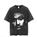 Cross-border retro Irving Irving print Vintage washed old heavy small collar all-match loose ins